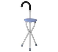Foldable Cane Holder, Thickened Stainless Steel Pipe Soft Sponge Portable Walking Cane with Seating for Outdoor Activities Travel Resting Waiting in Line