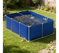 Foldable Canvas Fish Pond Tank, Above Ground Koi Goldfish Turtle Breeding Pool, Portable Indoor Outdoor Aquarium with Metal Frame and Drain Valve