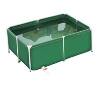 Foldable Canvas Fish Pond with Bracket, Above Ground Temporary Holding Tank with Drain Valve for Fish Farming and Water Storage