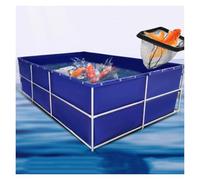 Foldable Canvas Fish Pond with Metal Frame and Drain Valve, Above Ground Aquarium Tank for Koi and Goldfish
