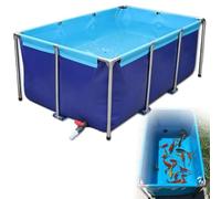 Foldable Canvas Fish Pond with Stainless Steel Tubes, Portable Water Storage Tank for Temporary Fish Holding and Viewing, Indoor Free-standing Aquarium