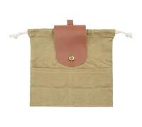Foldable Canvas Foraging Bag, Artificial Leather Belt Pouch for Outdoor Picking, Mushroom Gathering, Hands-Free Collecting, Hiking and Camping, Khaki