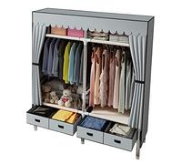 Foldable Canvas Wardrobe with Hanging Rail - Grey Clothes Storage nizer 140x45x168cm Portable Fabric Closet for Bedroom Space-Saving Clothing nizer