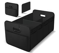 Foldable Car Boot Bag,Car Boot Organiser, Waterproof Multi-Compartment Collapsible Trunk Tidy with Reinforced Base, Strong Handles & Fastening Strips for Cars, SUVs & Trucks,Black Storage Box (Black)