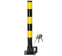 Foldable Car Parking Space Lock Bollard With Spring Parking Bollards Security Posts For Driveway Parking Pole Lock With Key & Screw (Black yellow)