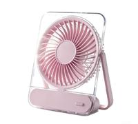 Foldable Card Fan Portable USB Rechargeable Desktop Fan with Digital Display 3 Modes Silent Airflow for Bedroom Study Commute Compact Design 17cm(Pink)