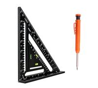 Foldable Carpenter Square 7 Inch - Adjustable Speed Square with Protractor & Level, ABS Multi-Angle Rafter Square for Woodworking Framing Roofing, Marking Gauge Tool with Pencil(Black-no jig)