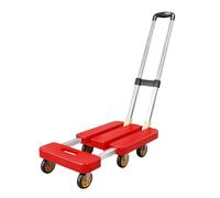 Foldable Cart with Wheels Adjustable Handle Sturdy Frame Portable Utility Trolley for Moving Travel & Shopping - Lightweight Red Design