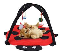 Foldable Cat Activity Play Mat with Hanging Toy Balls - Interactive Kitten Toys Multifunction Pet Bed Hammock for Cats