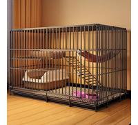 Foldable Cat Cages Indoor 2-Tier Cat Playpen Detachable Metal Wire Kennels with Tray for Easy Cleaning for Cats and Other Small Animals(Black,X-Large)