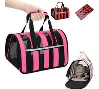 Foldable Cat Carrier Bag Waterproof handheld or shoulder carry (PINK,33 * 25 * 22cm)