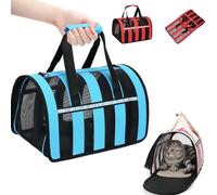 Foldable Cat Carrier Bag Waterproof Pet Travel Carrier with Mesh (33 * 25 * 22cm,BLUE)