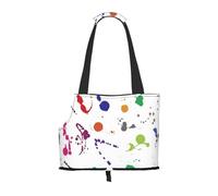 Foldable Cat Carrier Dog Shoulder Bag, Abstract Paint Splashes Pet Tote Bag, Waterproof Collapsible Pet Tote For Small Dogs, Breathable Travel Carrier With Safety Hook & Viewing Window (34x36x15.5 Cm)