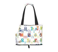 Foldable Cat Carrier Dog Shoulder Bag, Animal Alphabet Pet Tote Bag, Waterproof Collapsible Pet Tote For Small Dogs, Breathable Travel Carrier With Safety Hook & Viewing Window (34x36x15.5 Cm)