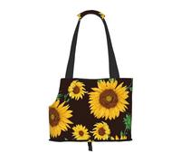 Foldable Cat Carrier Dog Shoulder Bag, Beautiful Sunflower Pet Tote Bag, Waterproof Collapsible Pet Tote For Small Dogs, Breathable Travel Carrier With Safety Hook & Viewing Window (34x36x15.5 Cm)