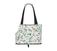 Foldable Cat Carrier Dog Shoulder Bag, Bird Flower Pet Tote Bag, Waterproof Collapsible Pet Tote For Small Dogs, Breathable Travel Carrier With Safety Hook & Viewing Window (34x36x15.5 Cm)