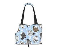 Foldable Cat Carrier Dog Shoulder Bag, Blue Chinchillas Moon Pet Tote Bag, Waterproof Collapsible Pet Tote For Small Dogs, Breathable Travel Carrier With Safety Hook & Viewing Window (34x36x15.5 Cm)