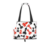 Foldable Cat Carrier Dog Shoulder Bag, Chess Pattern Pet Tote Bag, Waterproof Collapsible Pet Tote For Small Dogs, Breathable Travel Carrier With Safety Hook & Viewing Window (34x36x15.5 Cm)