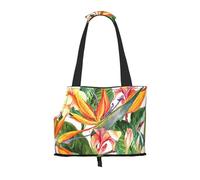 Foldable Cat Carrier Dog Shoulder Bag, Colorful Flowers Pet Tote Bag, Waterproof Collapsible Pet Tote For Small Dogs, Breathable Travel Carrier With Safety Hook & Viewing Window (34x36x15.5 Cm)