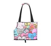 Foldable Cat Carrier Dog Shoulder Bag, Colorful Heart Pet Tote Bag, Waterproof Collapsible Pet Tote For Small Dogs, Breathable Travel Carrier With Safety Hook & Viewing Window (34x36x15.5 Cm)