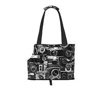 Foldable Cat Carrier Dog Shoulder Bag, Cool Camera Collection Pet Tote Bag, Waterproof Collapsible Pet Tote For Small Dogs, Breathable Travel Carrier With Safety Hook & Viewing Window (34x36x15.5 Cm)