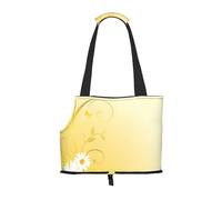 Foldable Cat Carrier Dog Shoulder Bag, Curving Chamomile Flowers Butterflies Pet Tote Bag, Waterproof Collapsible Pet Tote For Small Dogs, Breathable Travel Carrier With Safety Hook & Viewing Window