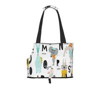 Foldable Cat Carrier Dog Shoulder Bag, Cute Cartoon Animal Alphabet Pet Tote Bag, Waterproof Collapsible Pet Tote For Small Dogs, Breathable Travel Carrier With Safety Hook & Viewing Window