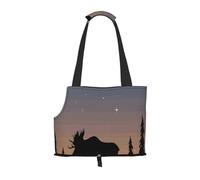 Foldable Cat Carrier Dog Shoulder Bag, Deer Mountain Pine Tree Wilderness Pet Tote Bag, Waterproof Collapsible Pet Tote For Small Dogs, Breathable Travel Carrier With Safety Hook & Viewing Window