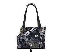 Foldable Cat Carrier Dog Shoulder Bag, Dragonflies Grey Pet Tote Bag, Waterproof Collapsible Pet Tote For Small Dogs, Breathable Travel Carrier With Safety Hook & Viewing Window (34x36x15.5 Cm)