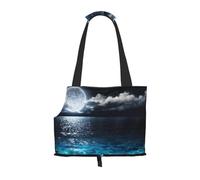 Foldable Cat Carrier Dog Shoulder Bag, Full Moon Foggy Clouds Pet Tote Bag, Waterproof Collapsible Pet Tote For Small Dogs, Breathable Travel Carrier With Safety Hook & Viewing Window (34x36x15.5 Cm)