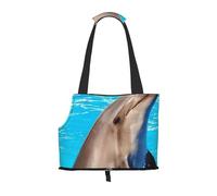 Foldable Cat Carrier Dog Shoulder Bag, Funny Dolphin Pet Tote Bag, Waterproof Collapsible Pet Tote For Small Dogs, Breathable Travel Carrier With Safety Hook & Viewing Window (34x36x15.5 Cm)