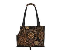 Foldable Cat Carrier Dog Shoulder Bag, Gears Clock Bronze Century Pet Tote Bag, Waterproof Collapsible Pet Tote For Small Dogs, Breathable Travel Carrier With Safety Hook & Viewing Window