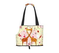 Foldable Cat Carrier Dog Shoulder Bag, Giraffe Heart Flower Butterfly Pet Tote Bag, Waterproof Collapsible Pet Tote For Small Dogs, Breathable Travel Carrier With Safety Hook & Viewing Window