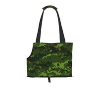 Foldable Cat Carrier Dog Shoulder Bag, Green Army Digital Camouflage Pet Tote Bag, Waterproof Collapsible Pet Tote For Small Dogs, Breathable Travel Carrier With Safety Hook & Viewing Window