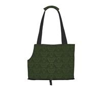 Foldable Cat Carrier Dog Shoulder Bag, Hunter Green Floral Petals Pet Tote Bag, Waterproof Collapsible Pet Tote For Small Dogs, Breathable Travel Carrier With Safety Hook & Viewing Window