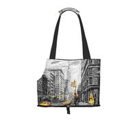Foldable Cat Carrier Dog Shoulder Bag, Love From New York Pet Tote Bag, Waterproof Collapsible Pet Tote For Small Dogs, Breathable Travel Carrier With Safety Hook & Viewing Window (34x36x15.5 Cm)
