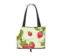 Foldable Cat Carrier Dog Shoulder Bag, Lovely Strawberry Pet Tote Bag, Waterproof Collapsible Pet Tote For Small Dogs, Breathable Travel Carrier With Safety Hook & Viewing Window (34x36x15.5 Cm)