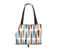Foldable Cat Carrier Dog Shoulder Bag, Mid Century Modern With Drop Shapes Pet Tote Bag, Waterproof Collapsible Pet Tote For Small Dogs, Breathable Travel Carrier With Safety Hook & Viewing Window