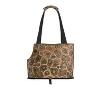 Foldable Cat Carrier Dog Shoulder Bag, Petoskey Stone Pet Tote Bag, Waterproof Collapsible Pet Tote For Small Dogs, Breathable Travel Carrier With Safety Hook & Viewing Window (34x36x15.5 Cm)