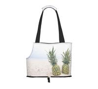 Foldable Cat Carrier Dog Shoulder Bag, Pineapples On The Beach Pet Tote Bag, Waterproof Collapsible Pet Tote For Small Dogs, Breathable Travel Carrier With Safety Hook & Viewing Window (34x36x15.5 Cm)
