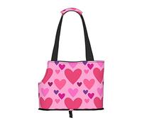 Foldable Cat Carrier Dog Shoulder Bag, Pink Love Shape Pet Tote Bag, Waterproof Collapsible Pet Tote For Small Dogs, Breathable Travel Carrier With Safety Hook & Viewing Window (34x36x15.5 Cm)