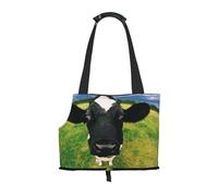 Foldable Cat Carrier Dog Shoulder Bag, Prairie Cow Pet Tote Bag, Waterproof Collapsible Pet Tote For Small Dogs, Breathable Travel Carrier With Safety Hook & Viewing Window (34x36x15.5 Cm)