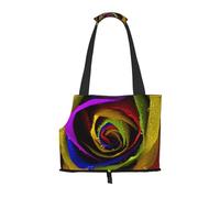Foldable Cat Carrier Dog Shoulder Bag, Rainbow Roses Pet Tote Bag, Waterproof Collapsible Pet Tote For Small Dogs, Breathable Travel Carrier With Safety Hook & Viewing Window (34x36x15.5 Cm)