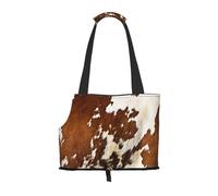 Foldable Cat Carrier Dog Shoulder Bag, Red White Cowhide Pet Tote Bag, Waterproof Collapsible Pet Tote For Small Dogs, Breathable Travel Carrier With Safety Hook & Viewing Window (34x36x15.5 Cm)