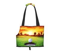 Foldable Cat Carrier Dog Shoulder Bag, Sport Golf Ball Sunset Tree Pet Tote Bag, Waterproof Collapsible Pet Tote For Small Dogs, Breathable Travel Carrier With Safety Hook & Viewing Window