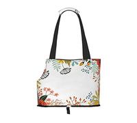 Foldable Cat Carrier Dog Shoulder Bag, Summer Flowers Botanical Pet Tote Bag, Waterproof Collapsible Pet Tote For Small Dogs, Breathable Travel Carrier With Safety Hook & Viewing Window