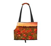Foldable Cat Carrier Dog Shoulder Bag, Sunset Flower Field Pet Tote Bag, Waterproof Collapsible Pet Tote For Small Dogs, Breathable Travel Carrier With Safety Hook & Viewing Window (34x36x15.5 Cm)