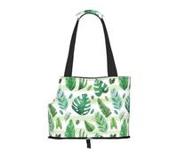 Foldable Cat Carrier Dog Shoulder Bag, Tropical Tree Leaves Pet Tote Bag, Waterproof Collapsible Pet Tote For Small Dogs, Breathable Travel Carrier With Safety Hook & Viewing Window (34x36x15.5 Cm)