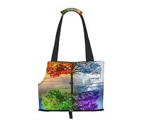 Foldable Cat Carrier Dog Shoulder Bag, Two Season Trees Pet Tote Bag, Waterproof Collapsible Pet Tote For Small Dogs, Breathable Travel Carrier With Safety Hook & Viewing Window (34x36x15.5 Cm)
