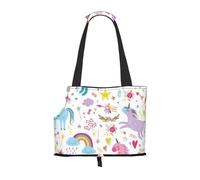 Foldable Cat Carrier Dog Shoulder Bag, Unicorns Pink Pet Tote Bag, Waterproof Collapsible Pet Tote For Small Dogs, Breathable Travel Carrier With Safety Hook & Viewing Window (34x36x15.5 Cm)